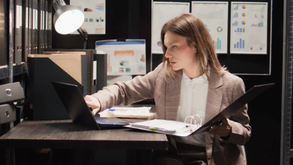 Subtitler working on subtitling services using secure digital practices and NDAs, ensuring client data remains confidential.